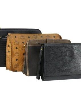 VALENTINO Dunhill MCM Burberrys Bag PVC Leather 4 Set Black Brown Auth 149833